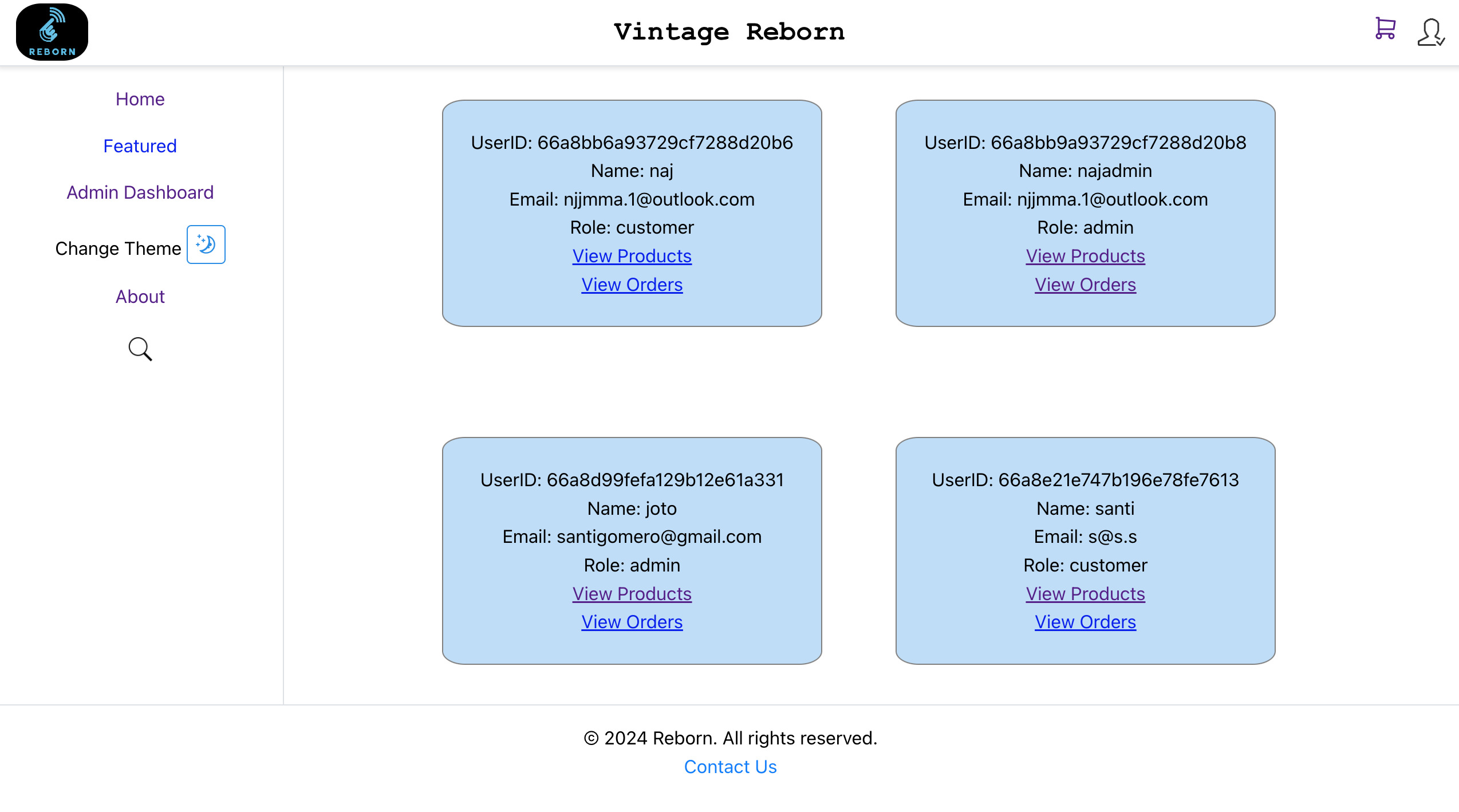 photo of the vintage web app